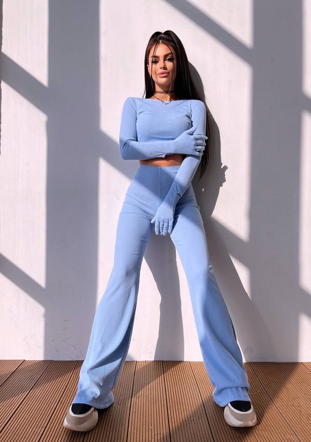 Комплект: штани кльош + топ з рукавичками та прорізами для рук | PUSHKA SHOP