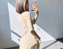 Трикотажна сукня міні  зі шнурівкою на спинці    Трикотажна сукня міні  зі шнурівкою на спинці    | PUSHKA SHOP