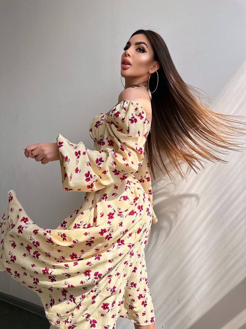 Сукня міді з квітковим принтом  Сукня міді з квітковим принтом  | PUSHKA SHOP