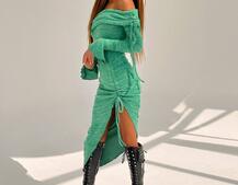 Трикотажна сукня міді з хомутом   | PUSHKA SHOP