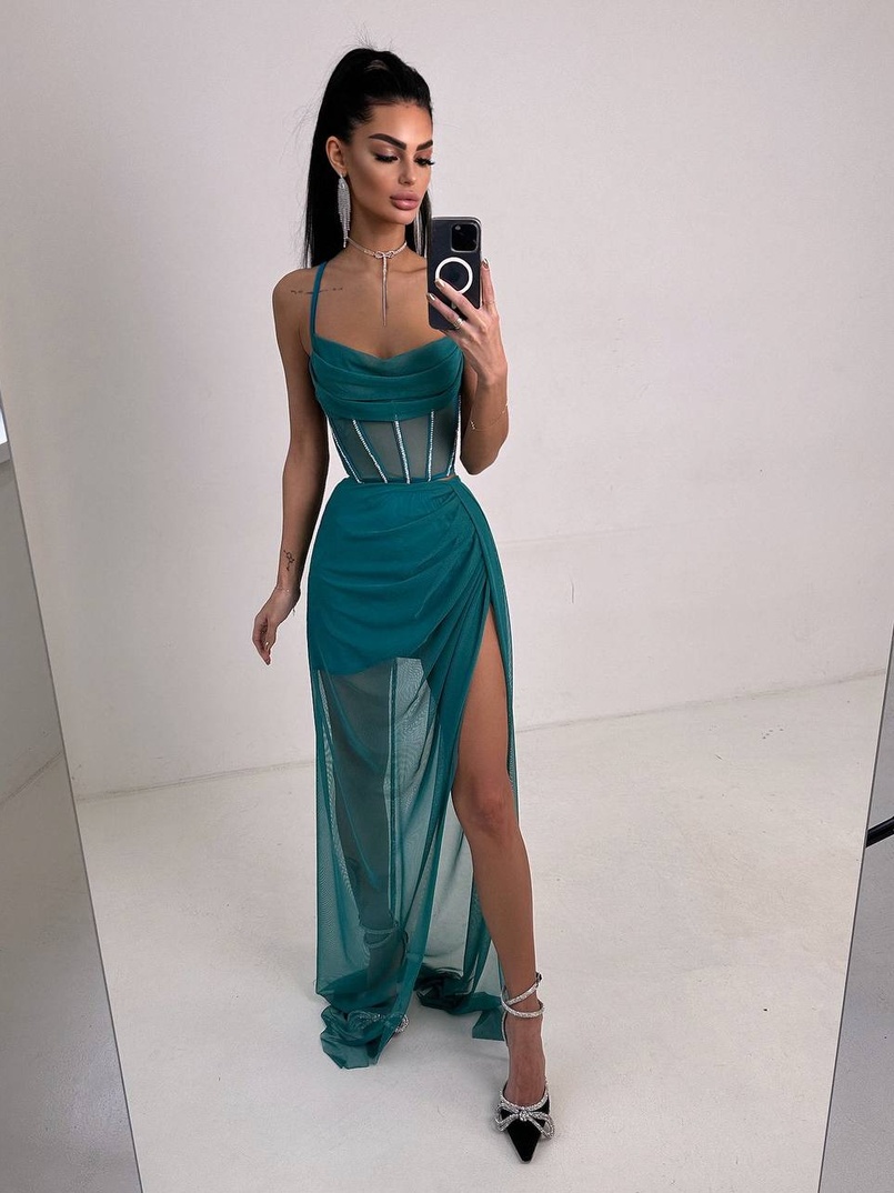 Комплект: корсет декорований стразами + спідниця максі  Комплект: корсет декорований стразами + спідниця максі  | PUSHKA SHOP