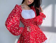 Квіткова сукня,декорована мереживом. Квіткова сукня,декорована мереживом. | PUSHKA SHOP