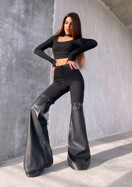 Штани-кльош  з металевими застібками   | PUSHKA SHOP