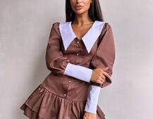 Котонова сукня з рюшами на гудзиках зі шнурівкою на спинці Котонова сукня з рюшами на гудзиках зі шнурівкою на спинці | PUSHKA SHOP