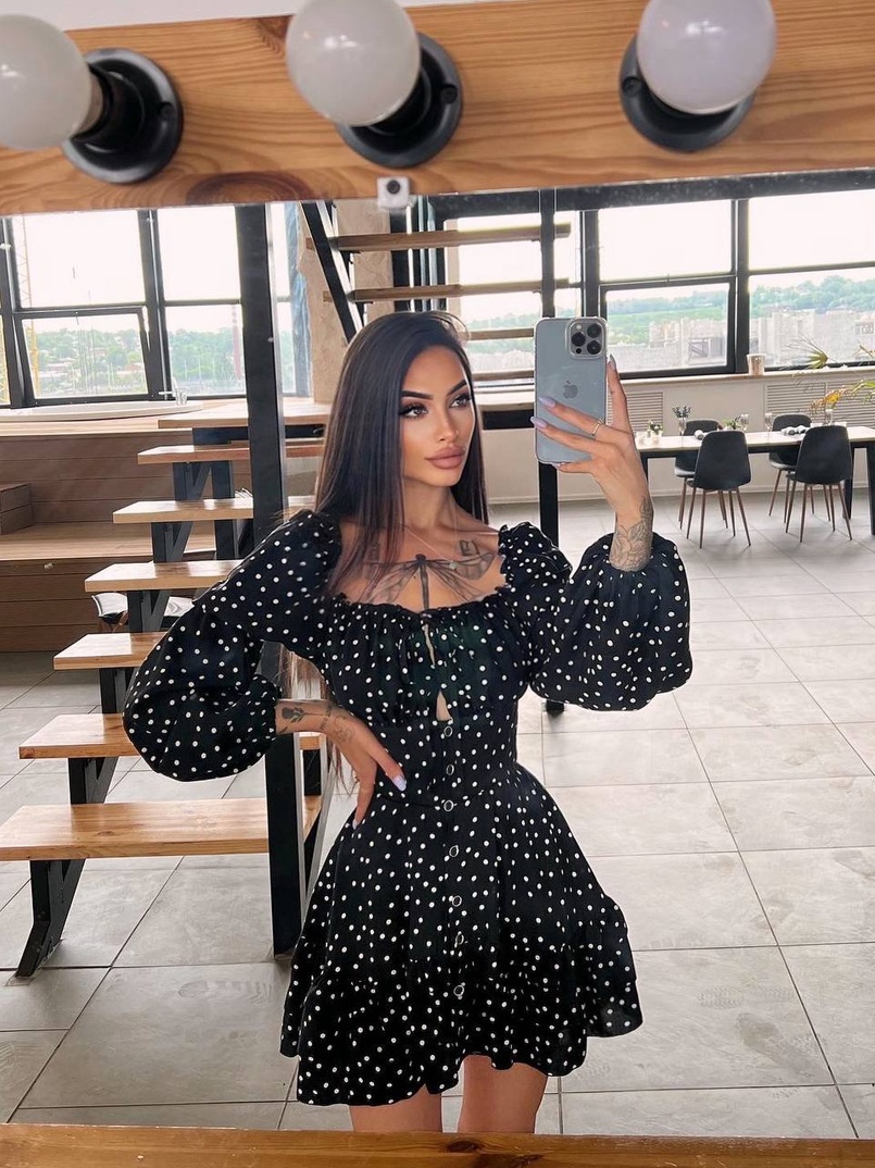 Сукня в горошок на ґудзиках з воланами  Сукня в горошок на ґудзиках з воланами  | PUSHKA SHOP