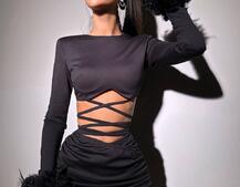 Комплект: топ із зав‘язками на талію + спідниця з драпіруванням Декор з натурального пір‘я | PUSHKA SHOP