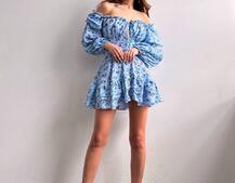 Сукня з квітковим принтом з воланами на ґудзиках  Сукня з квітковим принтом з воланами на ґудзиках  | PUSHKA SHOP