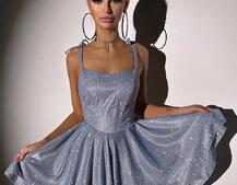 Блискуча корсетна сукня з пишною подвійною спідницею Блискуча корсетна сукня з пишною подвійною спідницею | PUSHKA SHOP