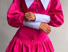 Котонова сукня з рюшами на гудзиках зі шнурівкою на спинці Котонова сукня з рюшами на гудзиках зі шнурівкою на спинці | PUSHKA SHOP