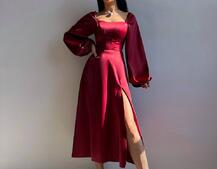 Елегантна сукня міді з корсетним верхом | PUSHKA SHOP