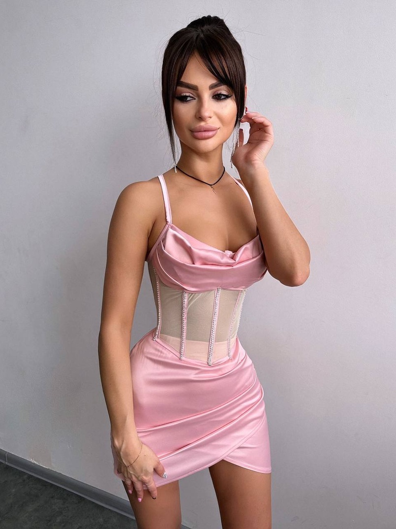 Комплект: корсет, декорований стразами + спідниця міні з драпіруванням   Комплект: корсет, декорований стразами + спідниця міні з драпіруванням   | PUSHKA SHOP