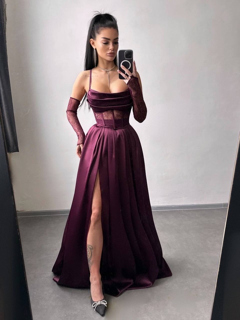 Атласний комплект: корсет + спідниця максі Атласний комплект: корсет + спідниця максі | PUSHKA SHOP