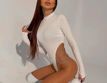 Боди, декорированный цепочками  | PUSHKA SHOP