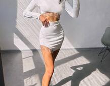 Оксамитовий комплект, декорований бахромою зі страз Оксамитовий комплект, декорований бахромою зі страз | PUSHKA SHOP