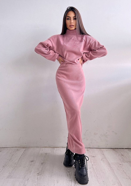 Костюм із теплого трикотажу-рубчика: светр + спідниця Костюм із теплого трикотажу-рубчика: светр + спідниця | PUSHKA SHOP