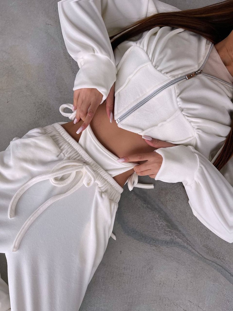 Велюровий комплект: кофта з корсетними елементами + джогери з імітацією трусиків | PUSHKA SHOP