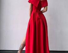 Сукня максі  з відкритими плечима та розрізом на спідниці | PUSHKA SHOP