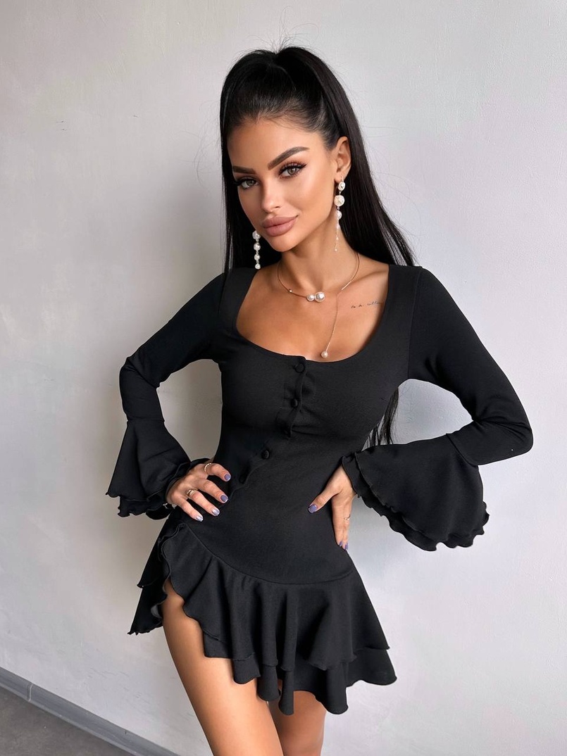 Сукня з з воланами на ґудзиках  Сукня з з воланами на ґудзиках  | PUSHKA SHOP