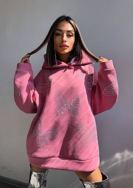 Трендове худі over size із сяючими стразами  | PUSHKA SHOP