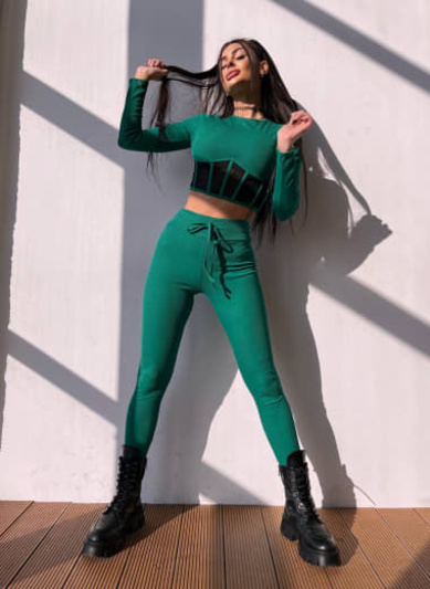 Трикотажний комплект: корсетний топ + легінси Трикотажний комплект: корсетний топ + легінси | PUSHKA SHOP