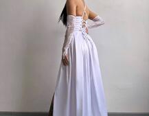 Атласний комплект: корсет + спідниця максі Атласний комплект: корсет + спідниця максі | PUSHKA SHOP