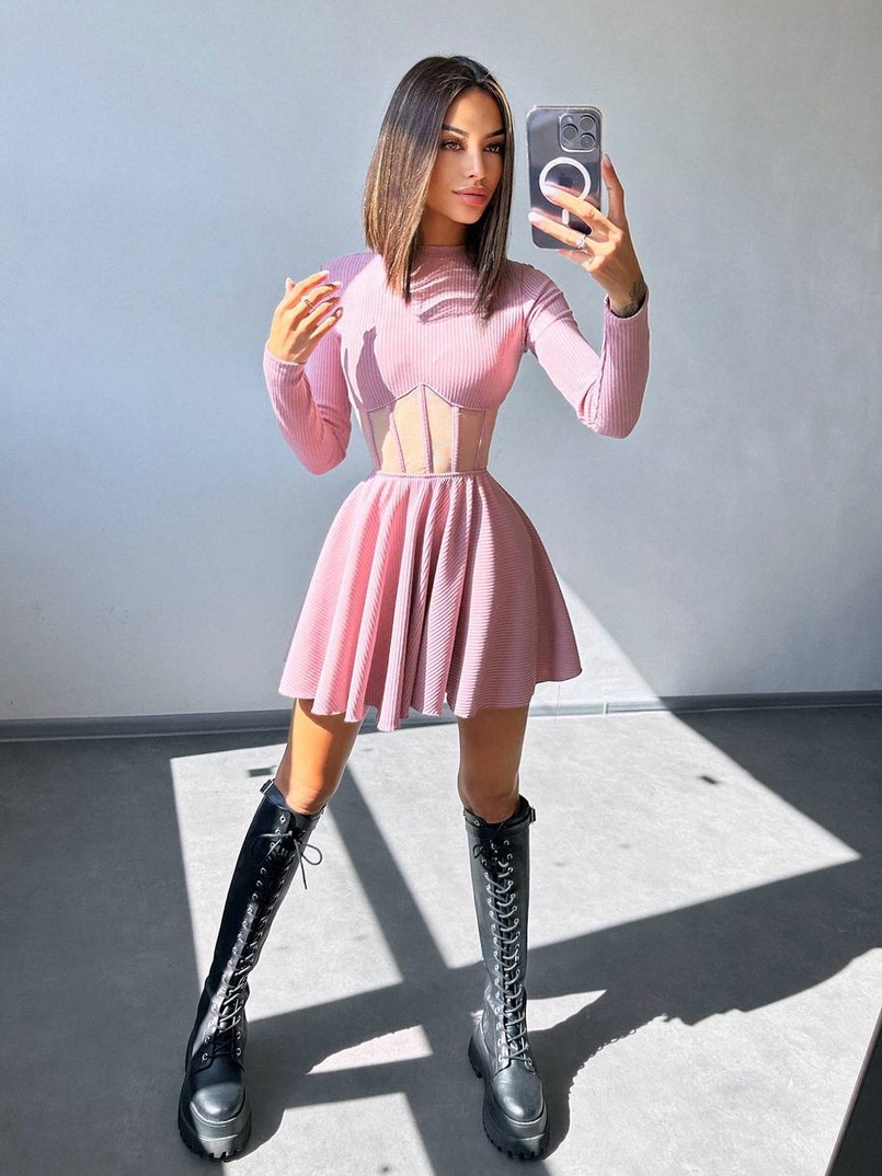 Приталена сукня з корсетною вставкою та спідницею-сонцем Приталена сукня з корсетною вставкою та спідницею-сонцем | PUSHKA SHOP