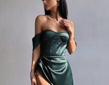 Атласний комплект: корсет бюстʼє + спідниця максі  | PUSHKA SHOP