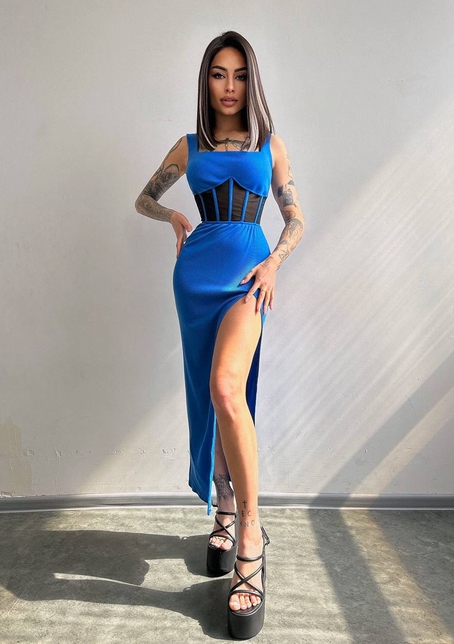 Сукня-міді  з елементами корсету   | PUSHKA SHOP