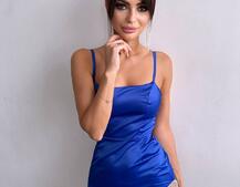 Атласна сукня декорована бахромою зі страз  Атласна сукня декорована бахромою зі страз  | PUSHKA SHOP