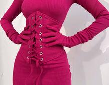 Комплект: трикотажне плаття-міні + корсет + рукавички Комплект: трикотажне плаття-міні + корсет + рукавички | PUSHKA SHOP