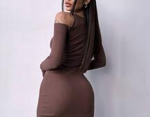 Трикотажне плаття по фігурі зі шнурівкою на ніжці Трикотажне плаття по фігурі зі шнурівкою на ніжці | PUSHKA SHOP