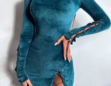 Оксамитова сукня міді зі шнурівкою | PUSHKA SHOP