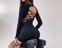 Трикотажное платье по фигуре  со шнуровкой  Трикотажное платье по фигуре  со шнуровкой  | PUSHKA SHOP