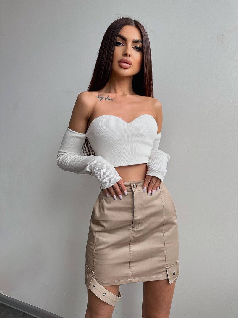 Комплект: коттонова  спідниця + топ з філіжанками  Комплект: коттонова  спідниця + топ з філіжанками  | PUSHKA SHOP