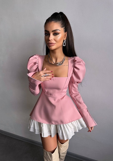 Сукня з об'ємними рукавами + спідниця з воланами | PUSHKA SHOP