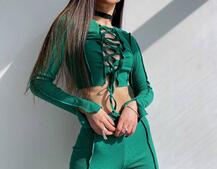 Комплект: топ зі шнурівкою на грудях + легінси Комплект: топ зі шнурівкою на грудях + легінси | PUSHKA SHOP