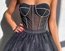 Комплект: корсет бюстьє декорований стразами + пишна спідниця максі  Ручна робота  | PUSHKA SHOP