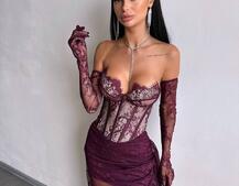 Корсетна сукня максі з рукавичками  | PUSHKA SHOP