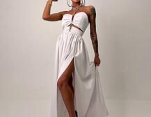 Атласна сукня максі із шнуром зі стразами  Атласна сукня максі із шнуром зі стразами  | PUSHKA SHOP