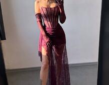 Мереживна сукня максі з рукавичками  | PUSHKA SHOP