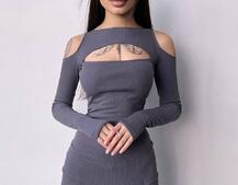 Трикотажне плаття по фігурі зі шнурівкою на ніжці Трикотажне плаття по фігурі зі шнурівкою на ніжці | PUSHKA SHOP