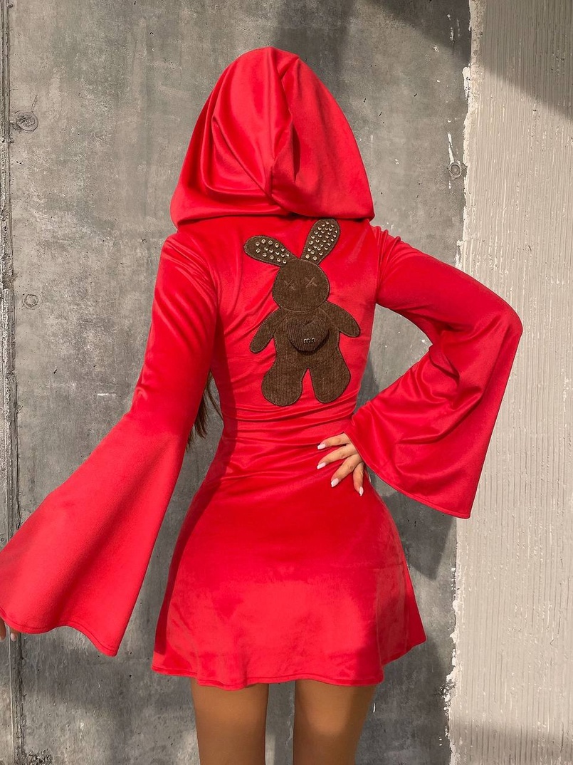 Оксамитова сукня міні з розкльошоними рукавами    Оксамитова сукня міні з розкльошоними рукавами    | PUSHKA SHOP