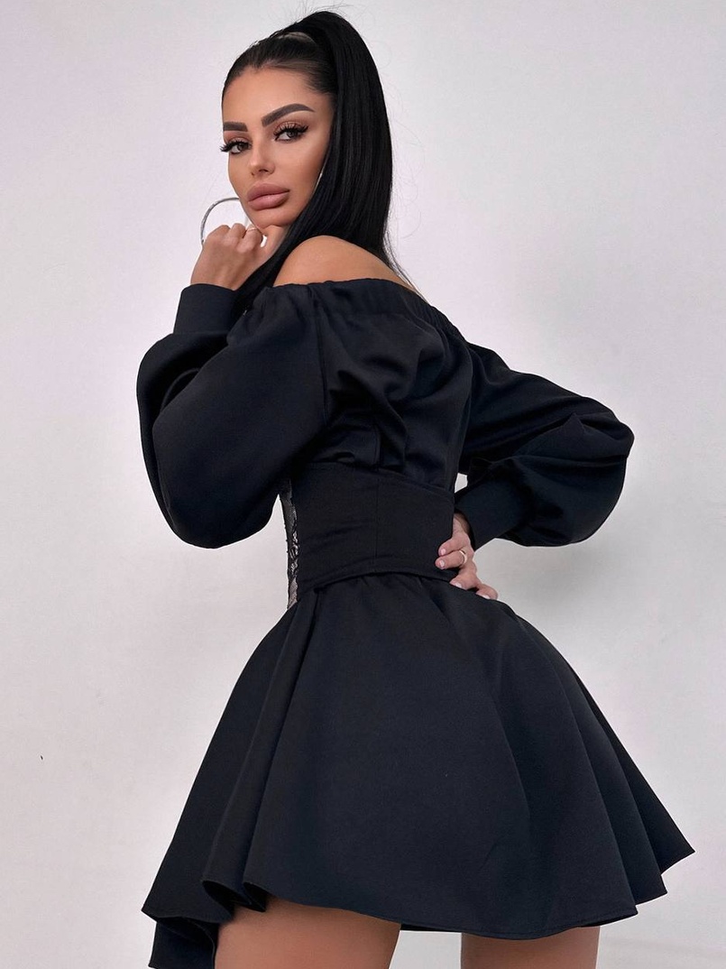 Приталена сорочка на плічках+  мереживний корсет Приталена сорочка на плічках+  мереживний корсет | PUSHKA SHOP