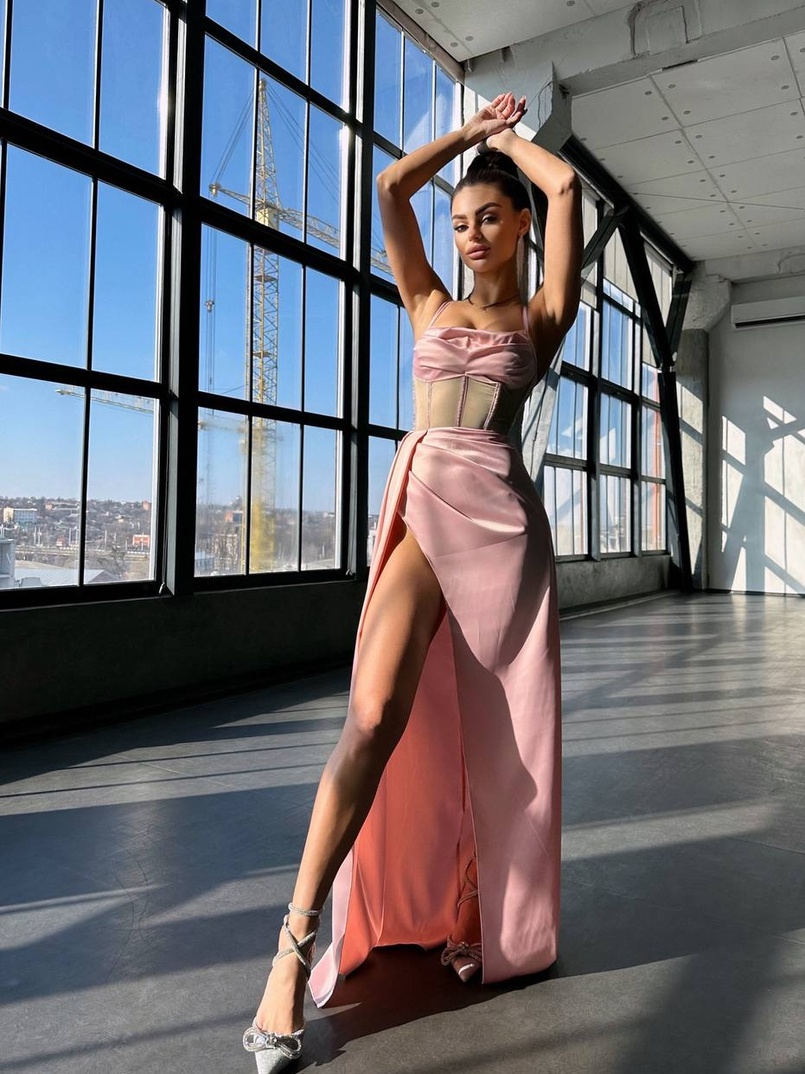 Комплект: корсет, декорований стразами + спідниця максі з драпіруванням  Комплект: корсет, декорований стразами + спідниця максі з драпіруванням  | PUSHKA SHOP