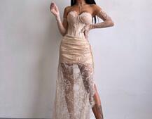 Корсетна сукня максі з рукавичками  | PUSHKA SHOP