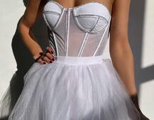 Комплект: корсет бюстьє декорований стразами + пишна спідниця максі  Ручна робота  Комплект: корсет бюстьє декорований стразами + пишна спідниця максі  Ручна робота  | PUSHKA SHOP