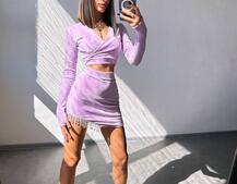 Оксамитовий комплект, декорований бахромою зі страз Оксамитовий комплект, декорований бахромою зі страз | PUSHKA SHOP