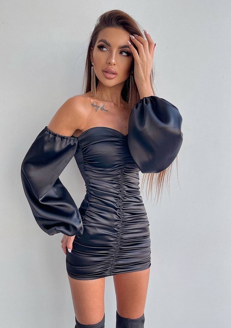 Атласна сукня з драпіруванням | PUSHKA SHOP