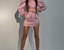 Атласний комплект, декорований бахромою зі страз Атласний комплект, декорований бахромою зі страз | PUSHKA SHOP