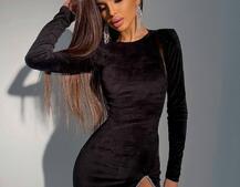 Оксамитова сукня з розрізом, декорована стразами. Прикраса пришита! Оксамитова сукня з розрізом, декорована стразами. Прикраса пришита! | PUSHKA SHOP